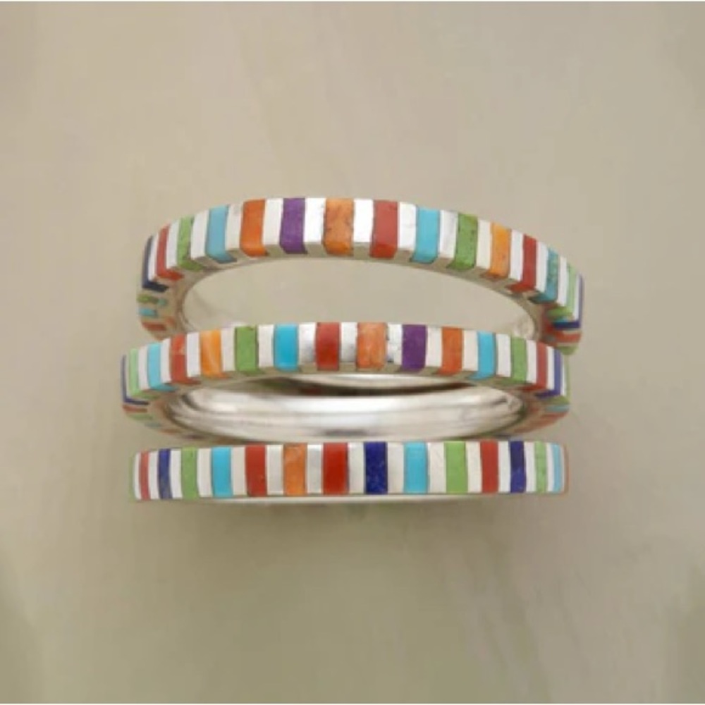 Lido Silver Striped Stacking Rings from Sundance Catalog